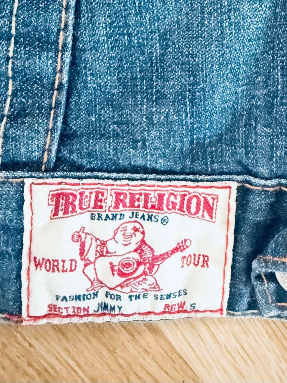 True Religion Men's Denim Jeans jacket  with Red Logo Patch